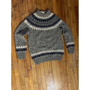 VTG GAELTARRA Men's Wool Heavy Hand Knit Sweater fair isle made in Ireland
